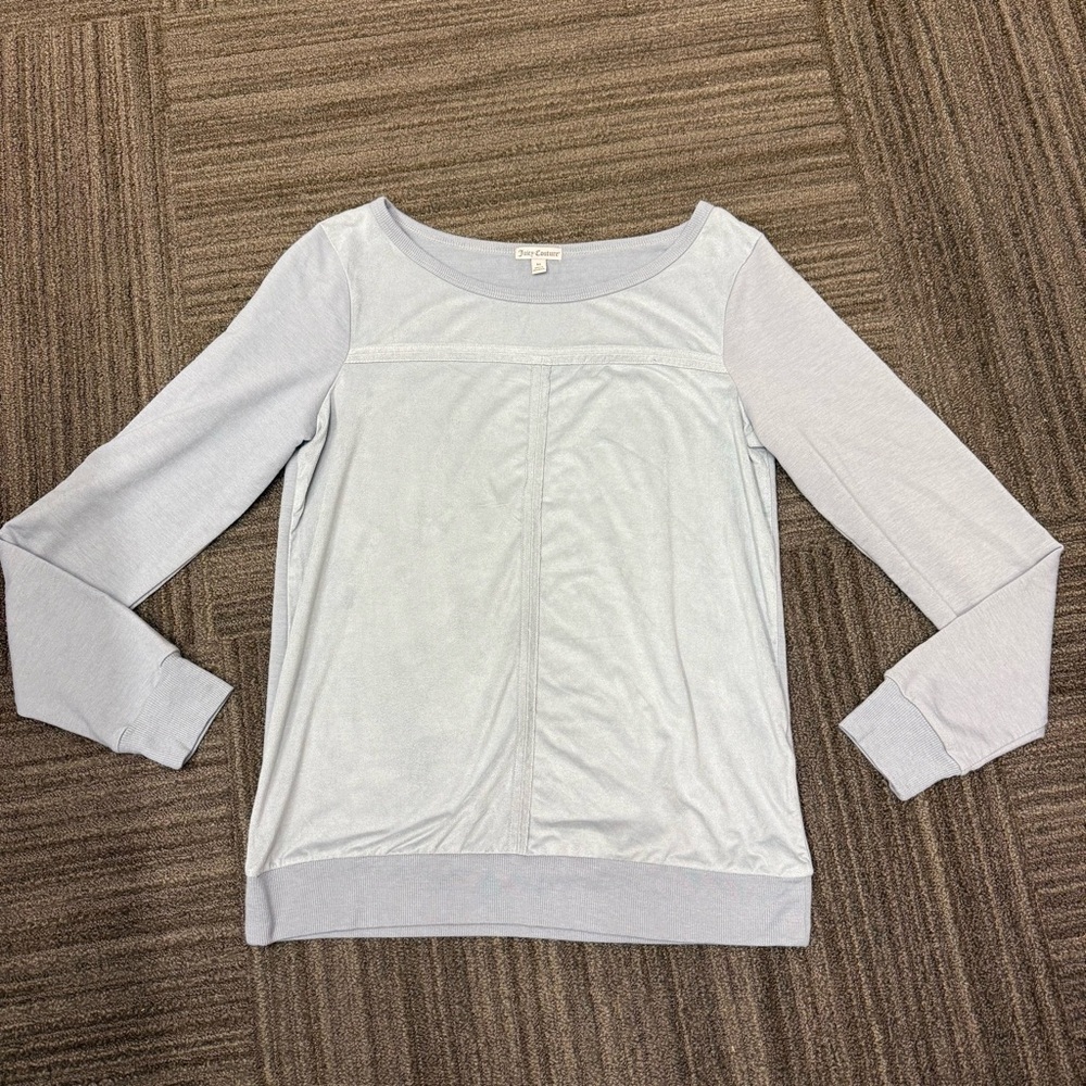 Juicy Couture Light Gray Long Sleeve Top with Stitching Detail